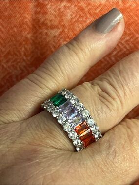 Multicolor Baguette & Round AAA CZ Eternity Ring - DAZZLING SZ9